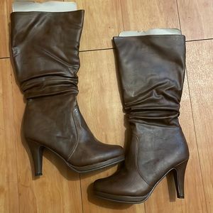Top Moda Mid Calf Round Toe Brown Boots